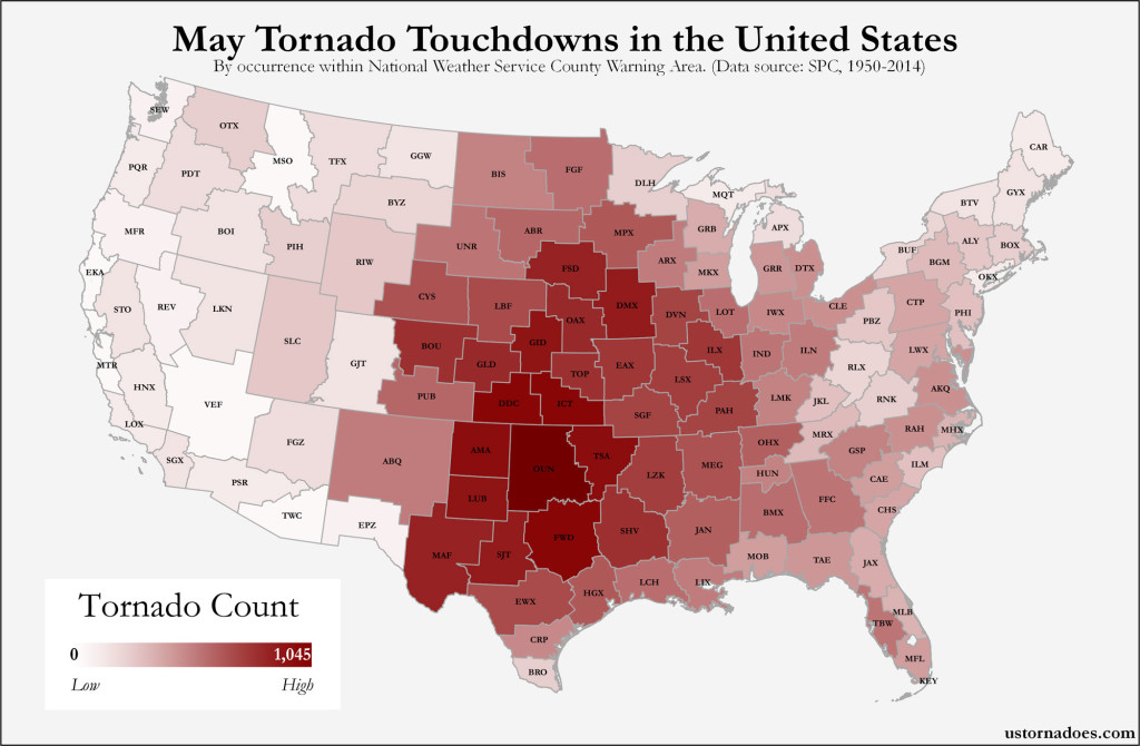 Here’s where tornadoes typically form in May across the United States ...