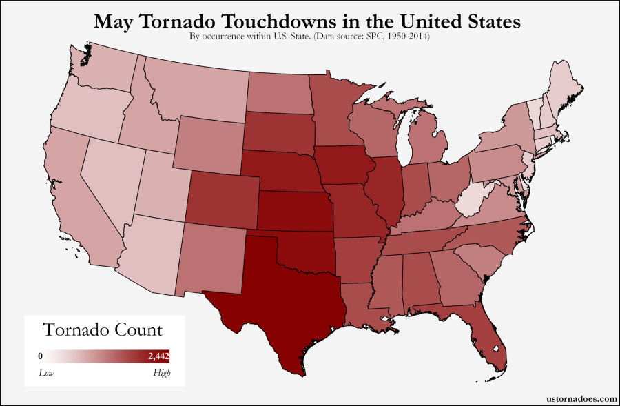 Here’s where tornadoes typically form in May across the United States ...