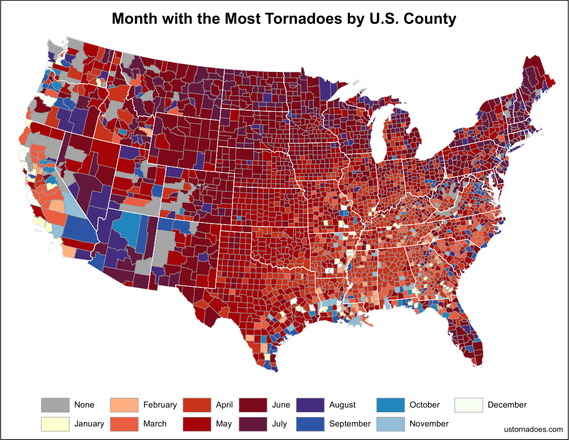 Most Tornadoes Map