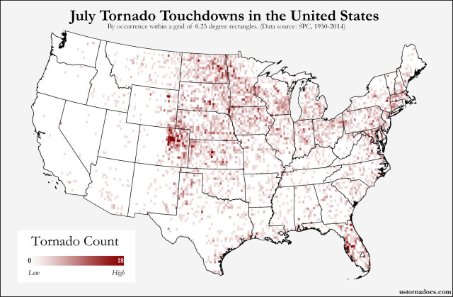 Here’s where tornadoes typically form in July across the United States ...