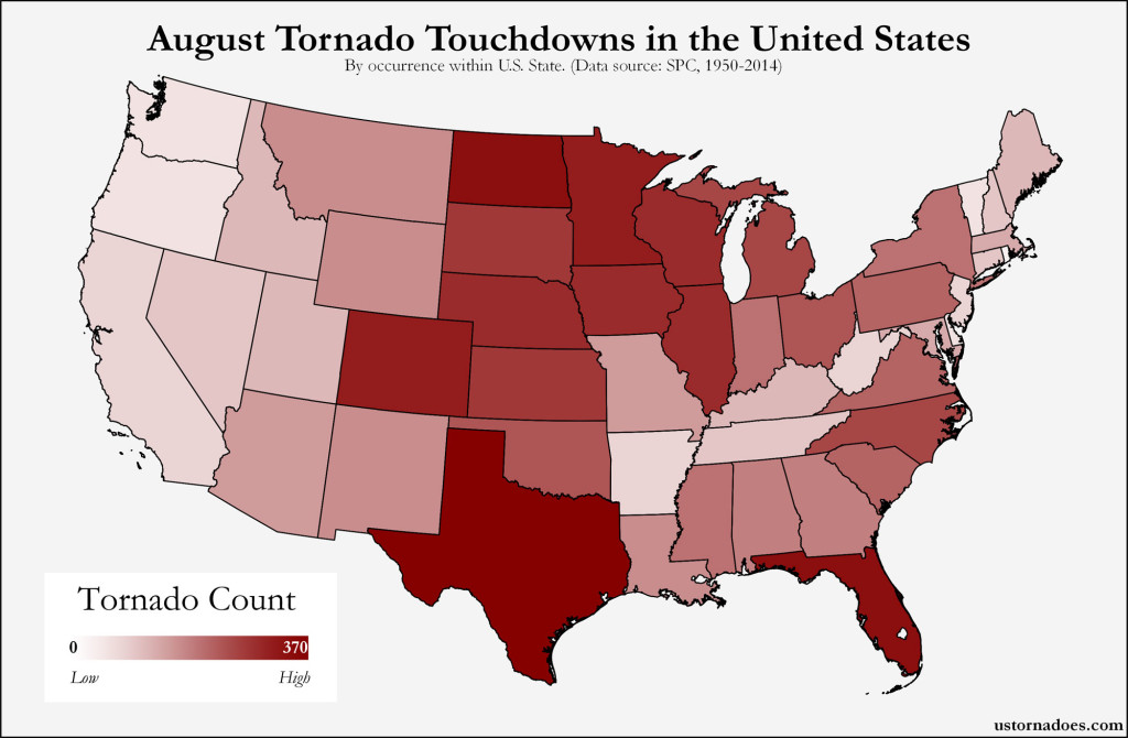 Here’s where tornadoes typically form in August across the United ...