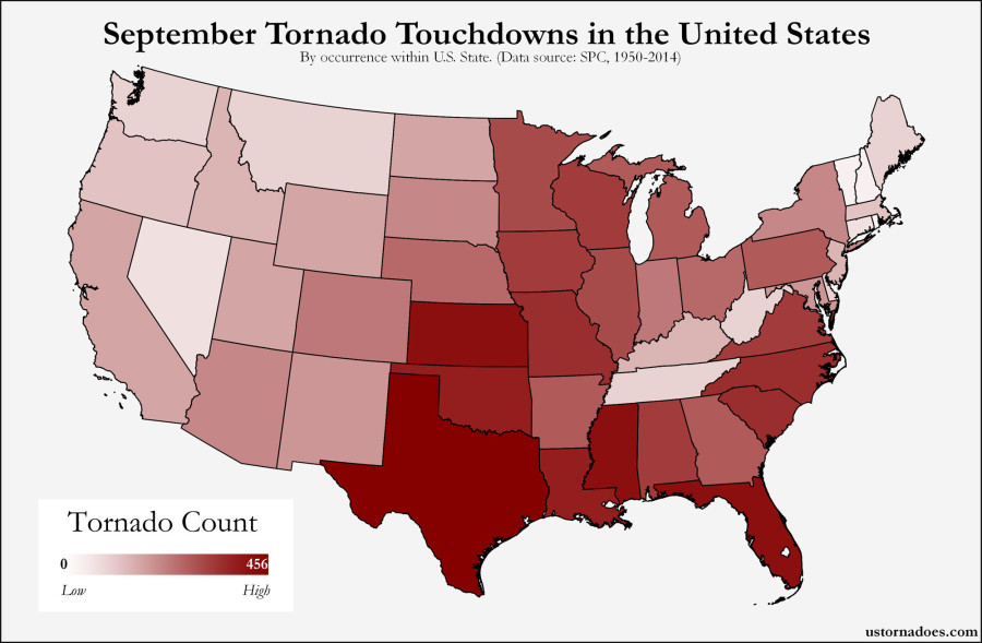 Here’s where tornadoes typically form in September across the United ...