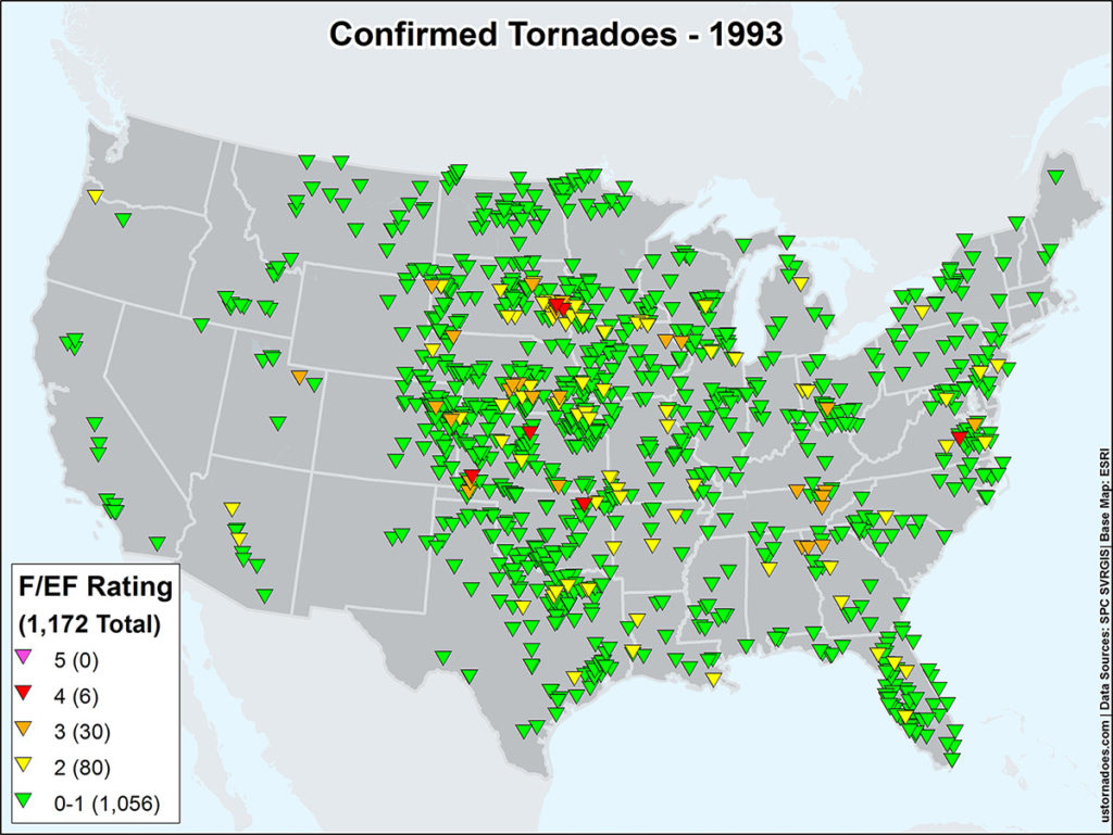 US-Tornadoes-Map1993 - ustornadoes.com