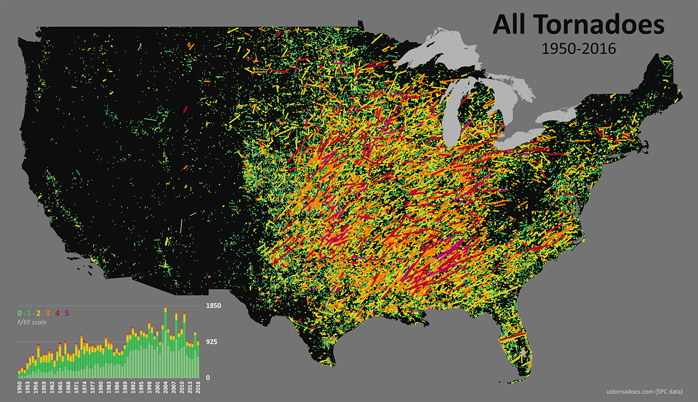 A look at tornadoes by rating (maps)