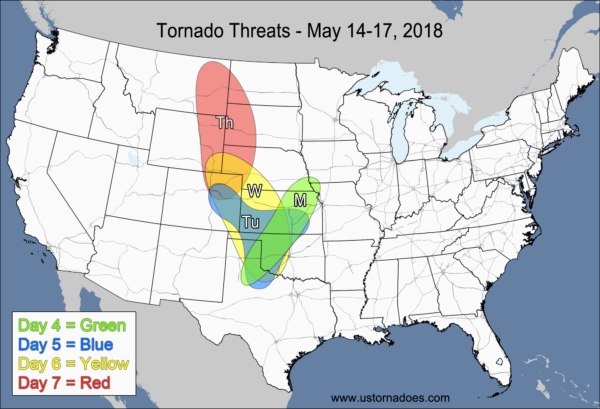 Tornado Threat Forecast: May 11-17, 2018 - Ustornadoes.com