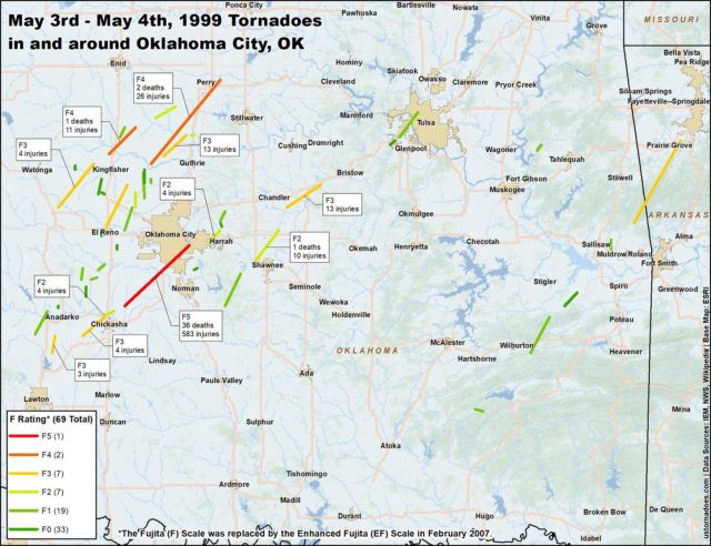 May 3-4, 1999 Tornado Outbreak And The Bridge Creek-moore F5 