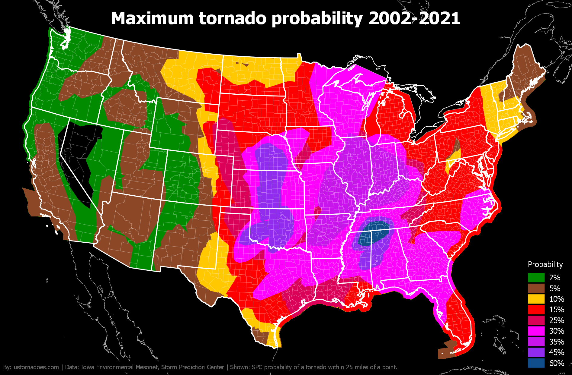 Max Tornado Probability 2002 2021 